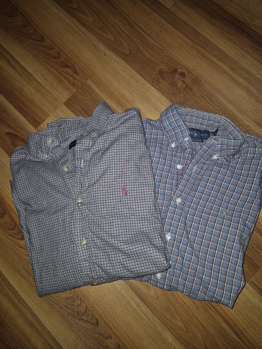 Polo by Ralph Lauren Men's Lot Of 2 Plaid Button-Down Shirts - Blue & Gray